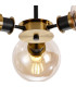 Placid 53cm Semi Ceiling 3 Light E14 15cm Round Glass Shade Brass Amber Plated & Satin Black-7