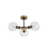 Placid 53cm Semi Ceiling 3 Light E14 15cm Round Crackled Glass Shade Brass Clear & Satin Black-4