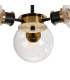 Placid 53cm Semi Ceiling 3 Light E14 15cm Round Crackled Glass Shade Brass Clear & Satin Black-7