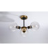 Placid 53cm Semi Ceiling 3 Light E14 15cm Round Crackled Glass Shade Brass Clear & Satin Black-8