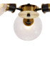 Placid 53cm Semi Ceiling 3 Light E14 15cm Round Dimpled Glass Shade Brass Clear & Satin Black-7