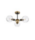 Placid 53cm Semi Ceiling 3 Light E14 15cm Round Ribbed Glass Shade Brass Clear & Satin Black-4