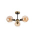 Placid 53cm Semi Ceiling 3 Light E14 15cm Round Segment Glass Shade Brass Amber Plated & Satin Black-4