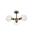 Placid 53cm Semi Ceiling 3 Light E14 15cm Round Segment Glass Shade Brass Clear & Satin Black-1