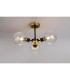Placid 53cm Semi Ceiling 3 Light E14 15cm Round Segment Glass Shade Brass Clear & Satin Black-3