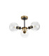 Placid 53cm Semi Ceiling 3 Light E14 15cm Round Segment Glass Shade Brass Clear & Satin Black-4