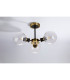 Placid 53cm Semi Ceiling 3 Light E14 15cm Round Segment Glass Shade Brass Clear & Satin Black-8