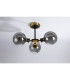 Placid 53cm Semi Ceiling 3 Light E14 15cm Round Segment Glass Shade Brass Smoke Plated & Satin Black-8