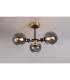 Placid 53cm Semi Ceiling 3 Light E14 15cm Round Glass Shade Brass Smoke Plated & Satin Black-3