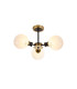 Placid 53cm Semi Ceiling 3 Light E14 15cm Round Speckled Glass Shade Brass White & Satin Black-1