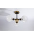 Placid 53cm Semi Ceiling 3 Light E14 15cm Round Speckled Glass Shade Brass White & Satin Black-8