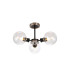Placid 53cm Semi Ceiling 3 Light E14 15cm Round Glass Shade Satin Nickel Clear & Satin Black-1