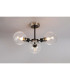 Placid 53cm Semi Ceiling 3 Light E14 15cm Round Glass Shade Satin Nickel Clear & Satin Black-3