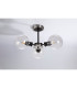 Placid 53cm Semi Ceiling 3 Light E14 15cm Round Glass Shade Satin Nickel Clear & Satin Black-8