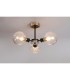 Placid 53cm Semi Ceiling 3 Light E14 15cm Round Crackled Glass Shade Satin Nickel Clear & Satin Black-3