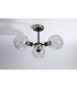 Placid 53cm Semi Ceiling 3 Light E14 15cm Round Crackled Glass Shade Satin Nickel Clear & Satin Black-8