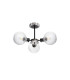 Placid 53cm Semi Ceiling 3 Light E14 15cm Round Textured Diamond Pattern Glass Shade Satin Nickel Clear & Satin Black-4