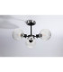 Placid 53cm Semi Ceiling 3 Light E14 15cm Round Textured Diamond Pattern Glass Shade Satin Nickel Clear & Satin Black-8