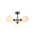 Placid 53cm Semi Ceiling 3x E14 15cm Round White & Grey Marble Effect Glass Shade Satin Nickel & Satin Black Framework-1