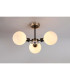 Placid 53cm Semi Ceiling 3 Light E14 15cm Round Glass Shade Satin Nickel Opal & Satin Black-3