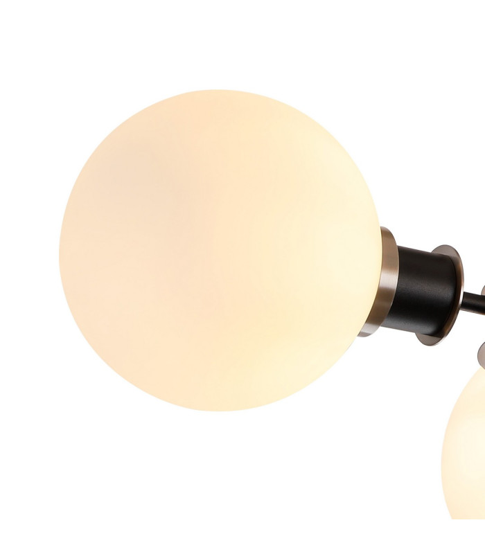 Placid 53cm Semi Ceiling 3 Light E14 15cm Round Glass Shade Satin Nickel Opal & Satin Black-6