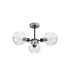Placid 53cm Semi Ceiling 3 Light E14 15cm Round Ribbed Glass Shade Satin Nickel Clear & Satin Black-4