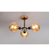 Placid 53cm Semi Ceiling 3 Light E14 15cm Round Segment Glass Shade Satin Nickel Amber Plated & Satin Black-3