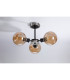 Placid 53cm Semi Ceiling 3 Light E14 15cm Round Segment Glass Shade Satin Nickel Amber Plated & Satin Black-8