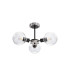 Placid 53cm Semi Ceiling 3 Light E14 15cm Round Segment Glass Shade Satin Nickel Clear & Satin Black-4