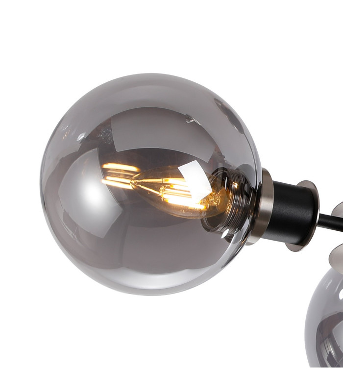 Placid 53cm Semi Ceiling 3 Light E14 15cm Round Glass Shade Satin Nickel Smoke Plated & Satin Black-6