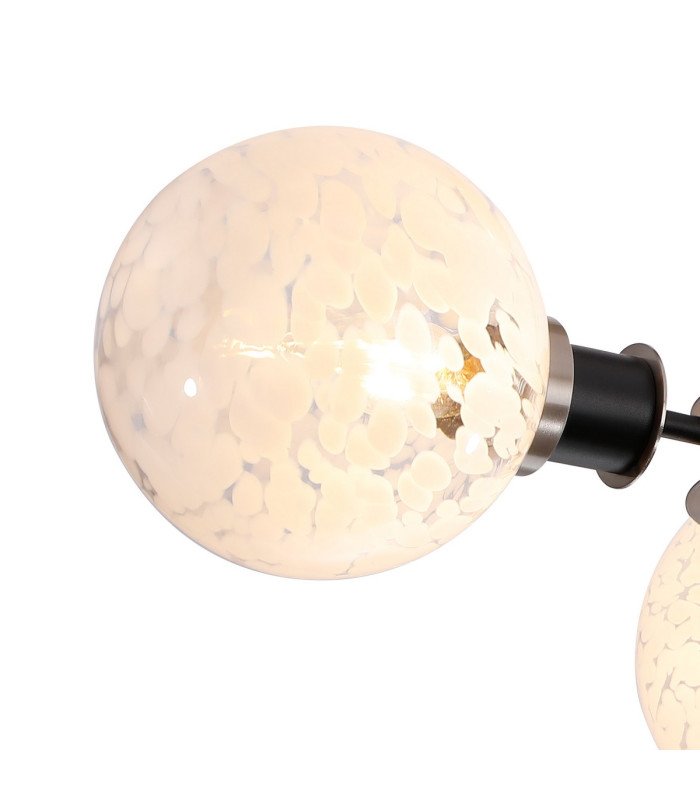 Placid 53cm Semi Ceiling 3 Light E14 15cm Round Speckled Glass Shade Satin Nickel White & Satin Black-6