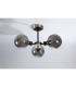 Placid 53cm Semi Ceiling 3x E14 15cm Round Textured Smooth / Ribbed Glass Shade Satin Nickel Smoke Plated & Satin Black-8