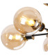 Placid 52cm Semi Ceiling 5 Light E14 15cm Round Glass Shade Brass Amber Plated & Satin Black-6