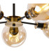 Placid 52cm Semi Ceiling 5 Light E14 15cm Round Glass Shade Brass Amber Plated & Satin Black-7