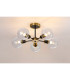Placid 52cm Semi Ceiling 5 Light E14 15cm Round Glass Shade Brass Clear & Satin Black-3