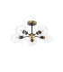 Placid 52cm Semi Ceiling 5 Light E14 15cm Round Glass Shade Brass Clear & Satin Black-4