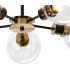 Placid 52cm Semi Ceiling 5 Light E14 15cm Round Glass Shade Brass Clear & Satin Black-7