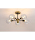 Placid 52cm Semi Ceiling 5 Light E14 15cm Round Crackled Glass Shade Brass Clear & Satin Black-3