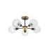 Placid 52cm Semi Ceiling 5 Light E14 15cm Round Textured Crumple Glass Shade Brass Clear & Satin Black-3