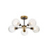 Placid 52cm Semi Ceiling 5 Light E14 15cm Round Textured Diamond Pattern Glass Shade Brass Clear & Satin Black-1