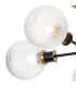 Placid 52cm Semi Ceiling 5 Light E14 15cm Round Textured Diamond Pattern Glass Shade Brass Clear & Satin Black-5