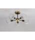 Placid 52cm Semi Ceiling 5 Light E14 15cm Round Textured Diamond Pattern Glass Shade Brass Clear & Satin Black-7