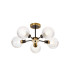 Placid 52cm Semi Ceiling 5 Light E14 15cm Round Dimpled Glass Shade Brass Clear & Satin Black-1