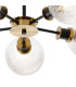 Placid 52cm Semi Ceiling 5 Light E14 15cm Round Dimpled Glass Shade Brass Clear & Satin Black-7