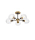 Placid 52cm Semi Ceiling 5 Light E14 15cm Round Textured Melting Glass Shade Brass Clear & Satin Black-1