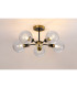 Placid 52cm Semi Ceiling 5 Light E14 15cm Round Textured Melting Glass Shade Brass Clear & Satin Black-3