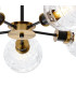 Placid 52cm Semi Ceiling 5 Light E14 15cm Round Textured Melting Glass Shade Brass Clear & Satin Black-7