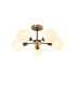 Placid 52cm Semi Ceiling 5 Light E14 15cm Round Glass Shade Brass Opal & Satin Black-1