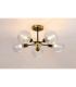 Placid 52cm Semi Ceiling 5 Light E14 15cm Round Ribbed Glass Shade Brass Clear & Satin Black-3