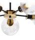 Placid 52cm Semi Ceiling 5 Light E14 15cm Round Ribbed Glass Shade Brass Clear & Satin Black-7